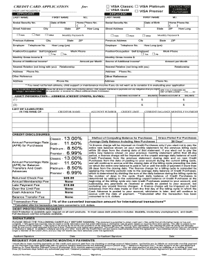 Fillable Online CREDIT CARD APPLICATION for: - Besser CU Fax Email ...
