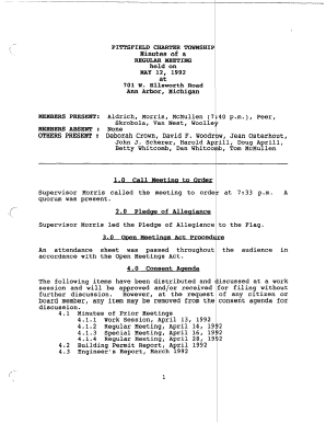 Sample minutes during election - Minutes of a Regular Meeting - Pittsfield Township - pittsfield-mi