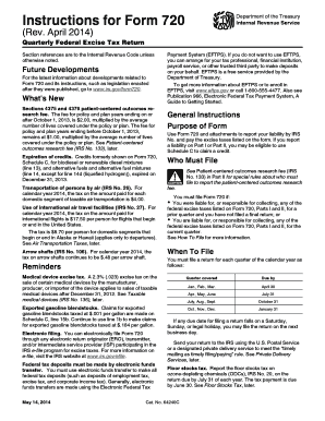 April 2014) Quarterly Federal Excise Tax Return Section references are to the Internal Revenue Code unless otherwise noted