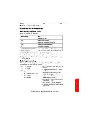 review and reinforce properties of minerals