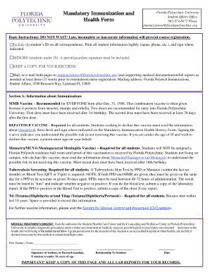 complete printable florida immunization form samples online in pdf ucf immunization form