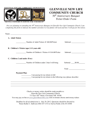 Parking ticket template - 50th Anniversary Banquet Ticket Order Form (pdf) - Glenville New ...