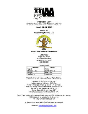 Fillable Online USDAA Sanctioned Tournament Event Agility Test Fillable Online USDAA Sanctioned Tournament Event Agility Test