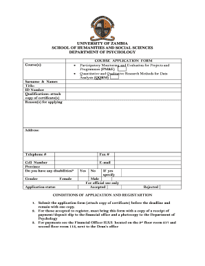 Fillable Online unza Application Form pdf - The University of Zambia