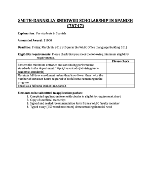 SMITH DANNELLY ENDOWED SCHOLARSHIP IN SPANISH 76747 - UNT - worldlanguages unt
