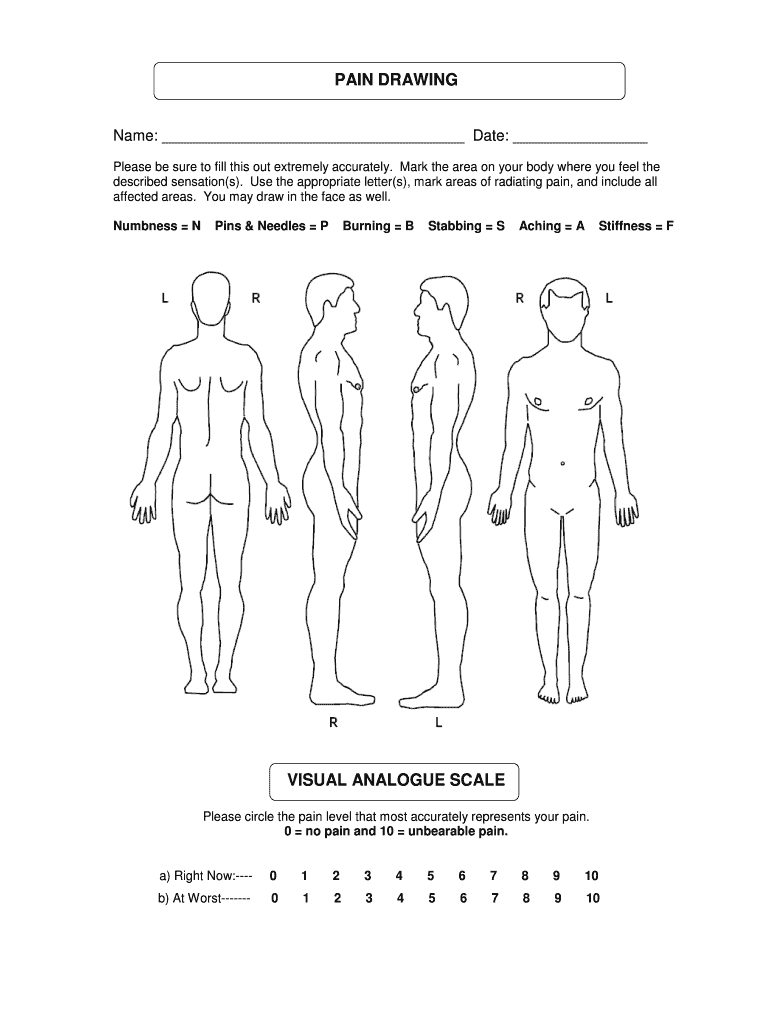 Pain Drawing Form Preview on Page 1
