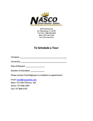 To Schedule a Tour - Nasco