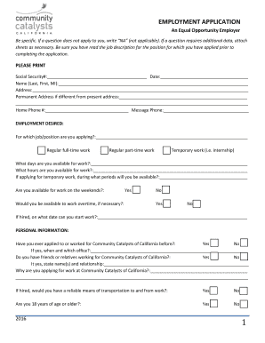 EMPLOYMENT APPLICATION - bcommunitycatalystsbborgb