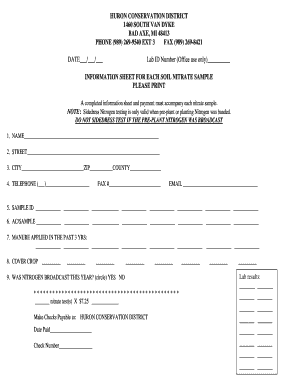 Army acft profile form - New nitrate test information sheet - Huron Conservation District - huroncd