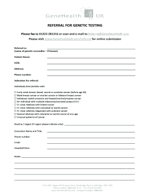 Referral For Genetic Testing Blank Fillable Template Fill Out Referral For Genetic Testing Blank Fillable Template Fill Out