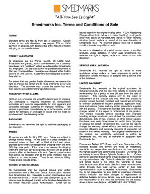 STANDARD TERMS AND CONDITIONS OF SALE PAYMENT TERMS ...