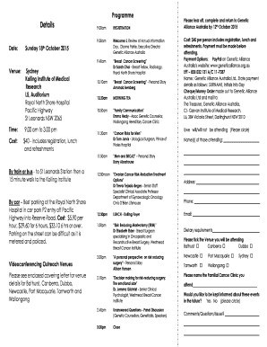 Programme Details Venue: Time: Cost: Sunday Welcome &
