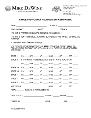 Ohio Peace Officer Range Proficiency Record