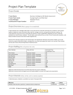 Business Intelligence Project Plan - OneIT@Iowa - oneit uiowa