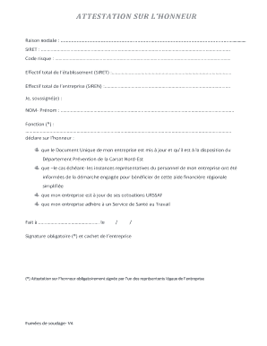 Attestation Sur l'Honneur