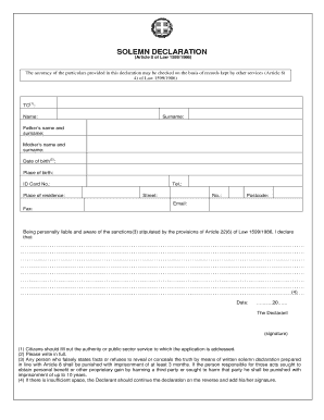 Solemn Declaration Form