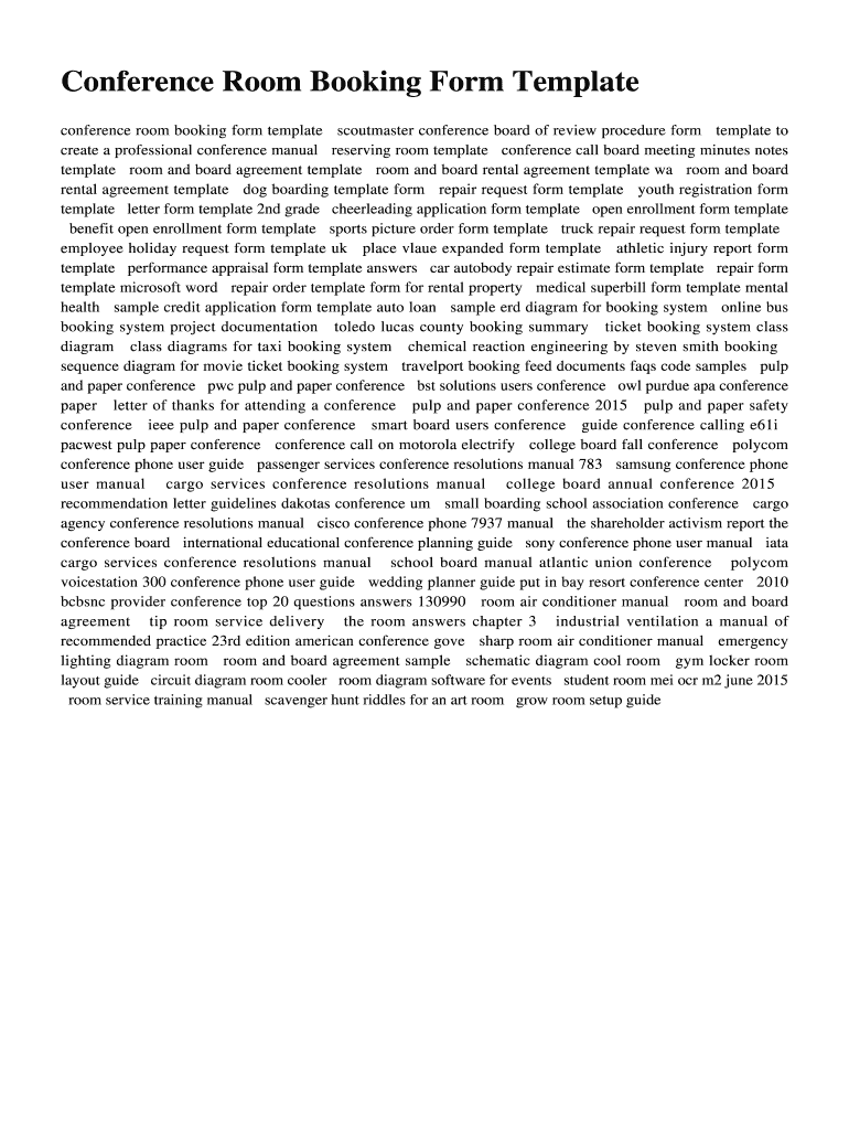 Fillable Online Conference Room Booking Form Template Fax Email Print