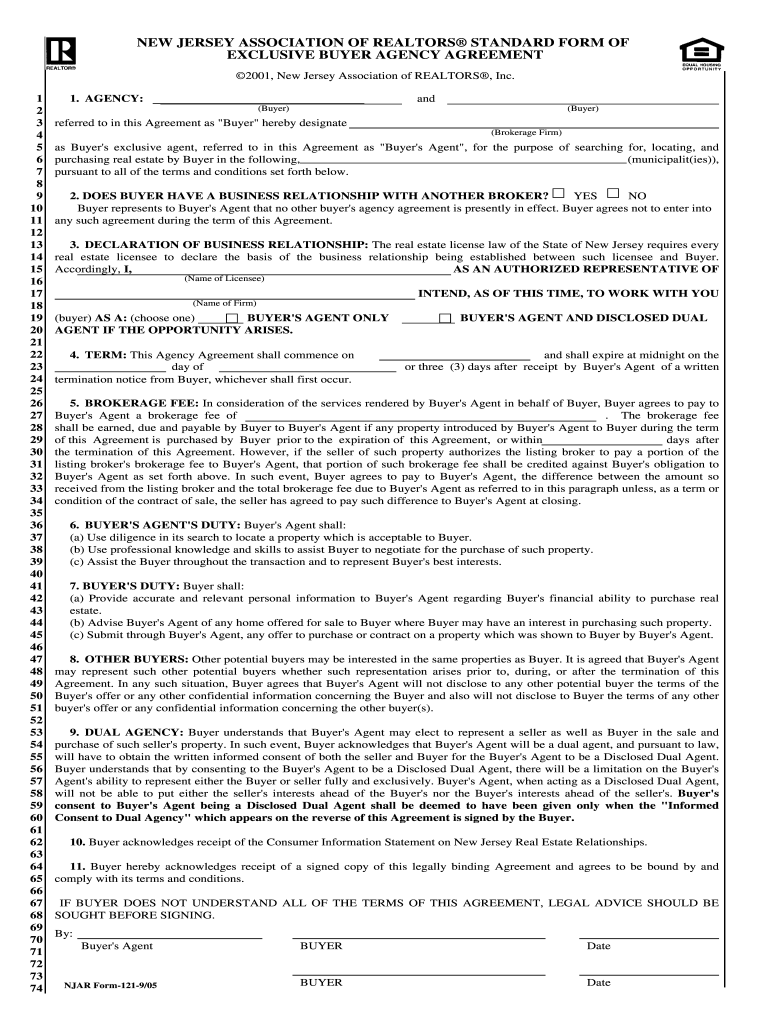 nj buyer agency agreement Preview on Page 1