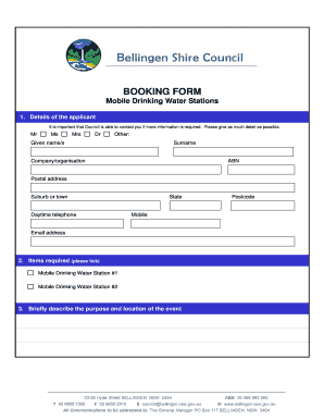 Booking form - Bellingen Shire Council - bellingen nsw gov