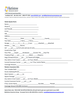 Home/Condo/Renters Quote Form - Battistone Insurance Group