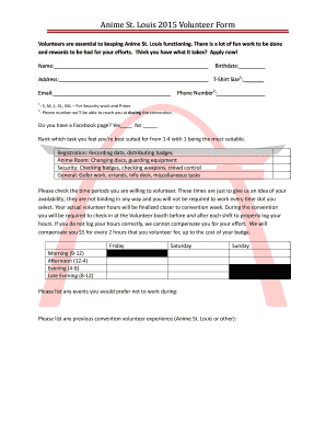 Bank reconciliation exercise - Anime St Louis 2010 Volunteer Form - animestl