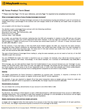 Investment banking deal sheet template - KE Forex Product Term Sheet - Maybank Kim Eng