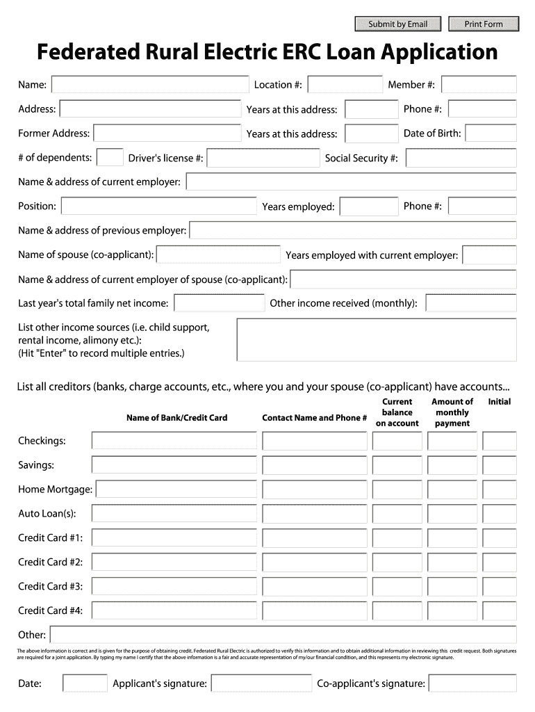 Fillable Online Federated Rural Electric ERC Loan Application Fax Email