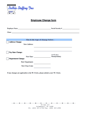 Employee Change Form - Stellar Staffing