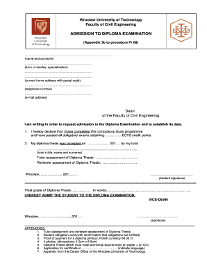 Diploma in civil engineering certificate pdf - Pr 08Zal3bAdmission to Diploma Examination - wbliw pwr wroc