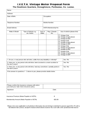 IVETA Vintage Motor Proposal Form - iveta