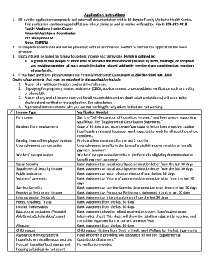 Fill out the application completely and return all documentation within 10 days to Family Medicine Health Center