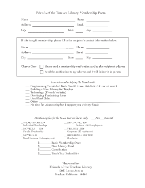 Friends of the Truckee Library Membership Form - truckeefol