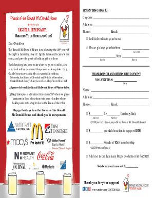 Application for permission to travel - RETURN THIS ORDER TO Friends of the Ronald McDonald House