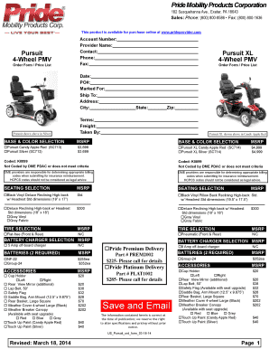 Fillable Online Pride Mobility Products Corporation - All Electric ...