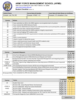 Fillable Online ARMY FORCE MANAGEMENT SCHOOL AFMS Fax Email Print ...