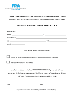 Modulo di accettazione candidatura - Fondo Pensione Agenti di ...