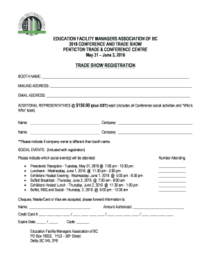 TRADE SHOW REGISTRATION