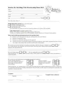 Somba K e Paddling Club Membership Form 2012 Name: Address