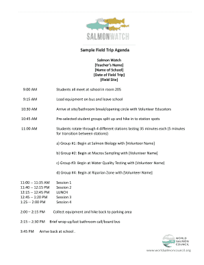 Sample Field Trip Agenda
