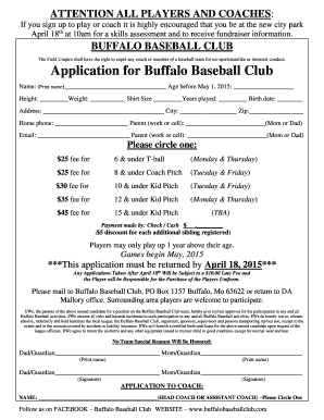 Application for Buffalo Baseball Club