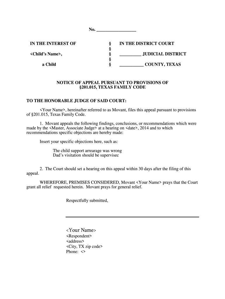 Notice Of Appeal Texas Pdf Fill Out Sign Online DocHub