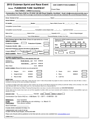 Incident report writing - CAR COMPETITION NUMBER Event Date: 2013 Clubman Sprint and Race Event - commodorecarclub org