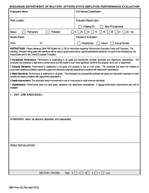 DMA State Employee Performance Evaluation - dma wi