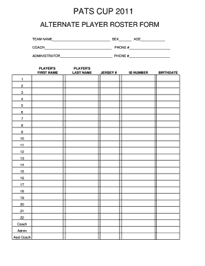 Crew data form - 2011 Player Roster Alternate Formxls