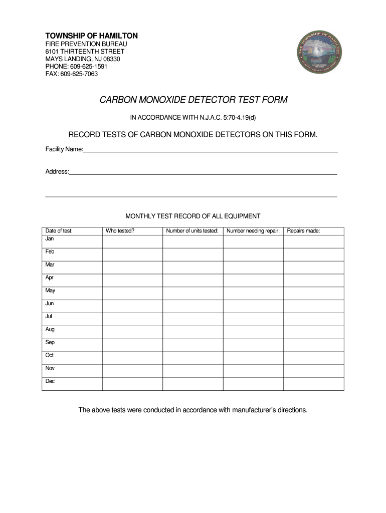 test carbon monoxide Preview on Page 1