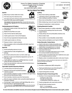 Home Fire Safety Inspection Checklist - City of Lawrence, Kansas - lawrenceks