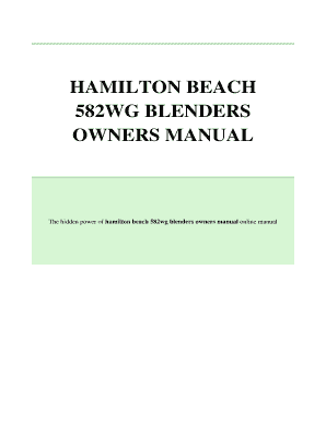 hamilton beach 582wg blenders owners manual