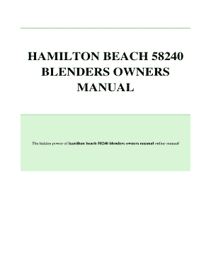 Hamilton beach customer service number - hamilton beach 58240 blenders owners manual