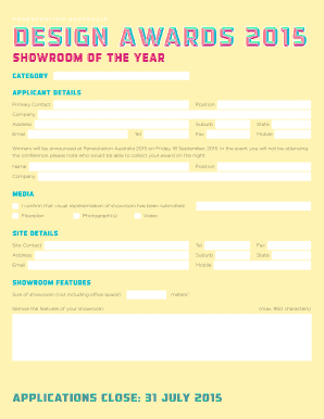 Design Awards 2015Design Awards 2015e war Design Awards 2015 FENESTRATION A US TRALIA Category Applicant Details Primary Contact Position Company - awa org