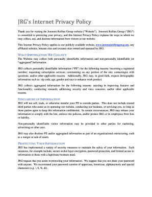 Privacy policy format - JRGs Internet Privacy Policy - Jemmott Rollins Group - jemmottrollinsgroup